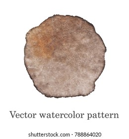 Vector watercolor pattern. Brown watercolor stain handmade.