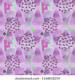 Vector watercolor pattern with feminine color of abstract triangle and circle hand drawn geometric for fashion and textile print.