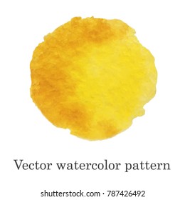 Vector watercolor pattern. Gold or Yellow watercolor stain handmade.