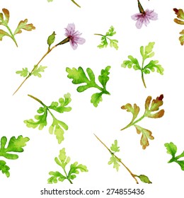 Vector watercolor pattern with plants for your design