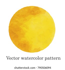 Vector Watercolor Pattern. Yellow or gold watercolor stain handmade. For your design, postcards, decorations, covers.