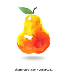 Vector watercolor pear.