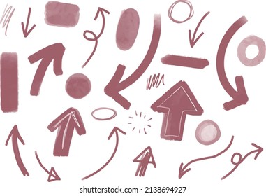 Vector watercolor pencil hand painted grunge set of arrows, borders and circles. Ideal for collage, scrapbooking, graphic design, web, poster, decoration and other creative projects.