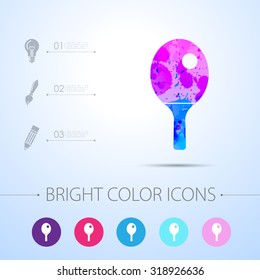 Vector watercolor ping-pong single player icon with infographic elements 