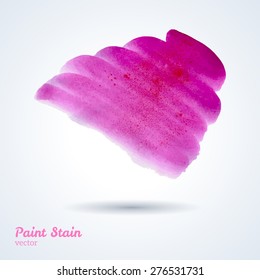 Vector watercolor pink background. Lipstick stroke. Paint stain for valentine day design