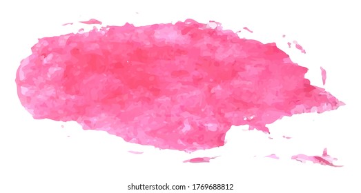 Vector watercolor, pink brushstroke on a white background, stock illustration for design and decor, banner, template, postcard, card.