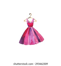 Vector watercolor pink dress