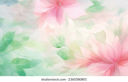 Vector watercolor pink flowers, background, for design