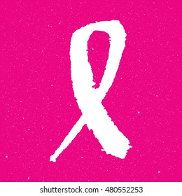 Vector watercolor pink ribbon - breast cancer awareness symbol