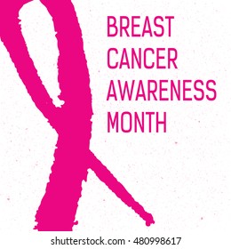 Vector watercolor pink ribbon - breast cancer awareness symbol