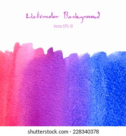 vector watercolor pink, violet and blue gradient background with upper copy space