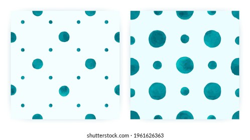Vector Watercolor Polka. Seamless Dot Textile. Blue Irregular Backdrop. Watercolor Polka Doodle. Graphic Ink Spots. Pastel Baby Texture. Hand Drawn Circle Design. Vintage Watercolor Polka.