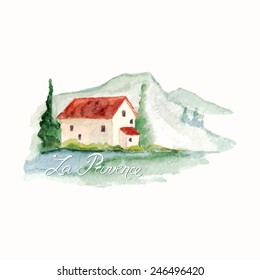 vector watercolor provence old house. It can be used for card, postcard, cover, invitation.