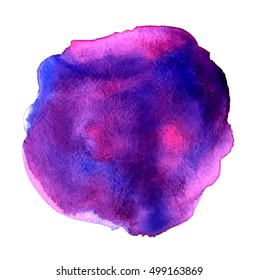 Vector watercolor purple blob on white background. Abstract artistic texture with place for text