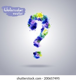 Vector watercolor question mark from colorful blots