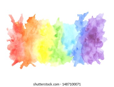 Vector watercolor rainbow background isolated on white. Abstract aquarelle texture