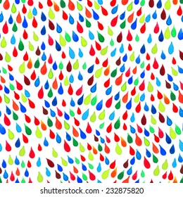 Vector watercolor rainbow rain seamless pattern. Stylized raindrops background. Use for  wallpaper, watercolor fabric, creative theme for your design. 