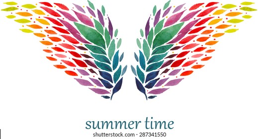 vector watercolor rainbow wings for wedding invitation and summer design