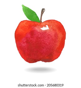 Vector Watercolor Red Apple.