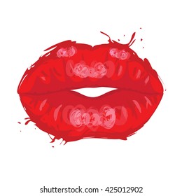 Vector Watercolor Red Lips Illustration Stock Vector (Royalty Free ...