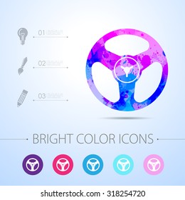 Vector watercolor retro bobbin icon with infographic elements 