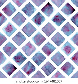 Vektorillustration Aquarellfarben Rhombus-Fliesen, nahtlos weißer Hintergrund, geometrische Formen, Aquarell-Hintergrund