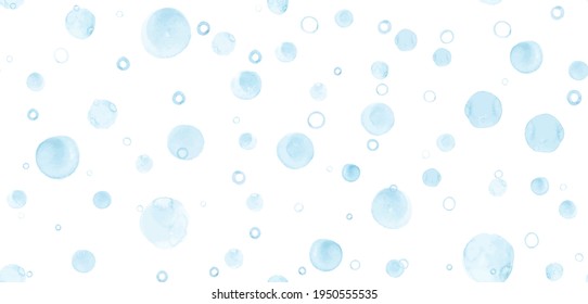 Vector Watercolor Rounds Pattern. Abstract Circles Background. Fun Hand Drawn Spots Fabric. Kids Watercolor Rounds Pattern. Art Polka Confetti. Blue Seamless Watercolor Rounds Pattern.