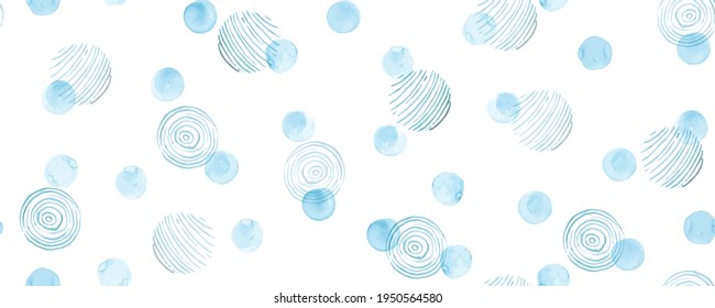 Vector Watercolor Rounds Pattern. Abstract Polka Illustration. Fun Geometric Spots Fabric. Pastel Seamless Watercolor Rounds Pattern. Art Circles Doodle. Childish Watercolor Rounds Pattern.