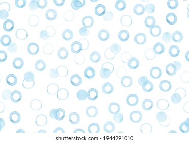 Vector Watercolor Rounds Pattern. Modern Polka Wallpaper. Childish Brush Paint Spots Fabric. Fun Watercolor Rounds Pattern. Ink Circles Confetti. Blue Seamless Watercolor Rounds Pattern.