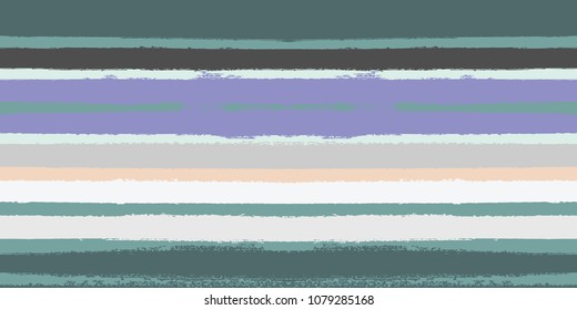 Vector Watercolor Sailor Stripes Summer Pattern. Blue, Grey, Turquoise, Purple Hand Painted Stripes for Textile Prints. Autumn Yellow Vintage Fabric Design. Trendy Hipster Retro Drawn Creative Lines.
