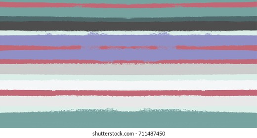 Vector Watercolor Sailor Stripes Summer Pattern. Brown, Grey, Turquoise, Purple Hand Painted Stripes for Textile Prints. Autumn Yellow Vintage Fabric Design. Trendy Hipster Retro Drawn Creative Lines.