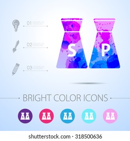 Vector watercolor salt and pepper icon with infographic elements 