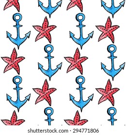 vector watercolor sea seamless pattern