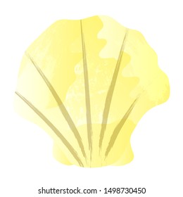 Vector Watercolor sea shells. Hand paint starfish, scallop, shell, conch, mollusk. Summer holidays design elements.