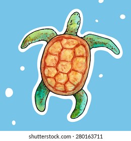 Vector Watercolor Sea Turtle