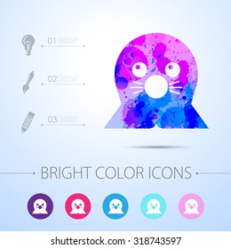 Vector watercolor seal icon with infographic elements 