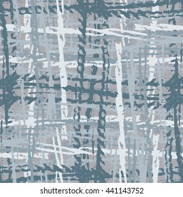 Vector Watercolor seamless check pattern. Allover pattern with ink grunge grid. Hand drawn seamless check pattern. Graphic background with ethnic tartan. Seamless check pattern background.