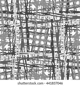 Vector Watercolor seamless check pattern. Allover pattern with ink grunge grid. Hand drawn seamless check pattern. Graphic background with ethnic tartan. Seamless check pattern background.