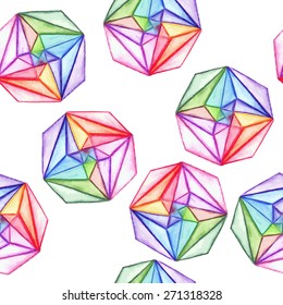 Vector  Watercolor Seamless Geometric Pattern