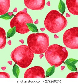 vector watercolor seamless pattern with apple
