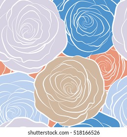 Vector watercolor seamless pattern. Beautiful abstract decorative rose flowers.