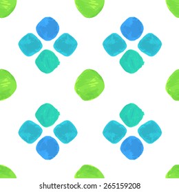 Vector Watercolor Seamless Pattern With Blue and Green