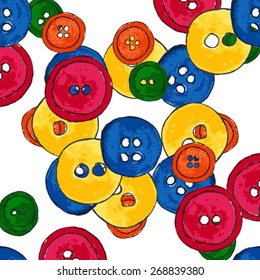 vector watercolor seamless pattern with button