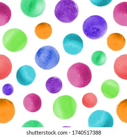 vector watercolor seamless pattern with colorful circles. confetti background