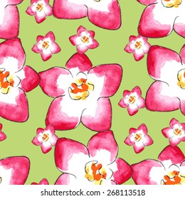 vector watercolor seamless pattern with flowers