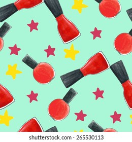 vector watercolor seamless pattern with nail polish