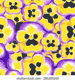 vector watercolor seamless pattern with pansy