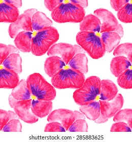 vector watercolor seamless pattern with pansy
