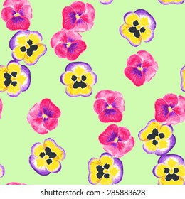 vector watercolor seamless pattern with pansy