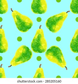 vector watercolor seamless pattern with pear